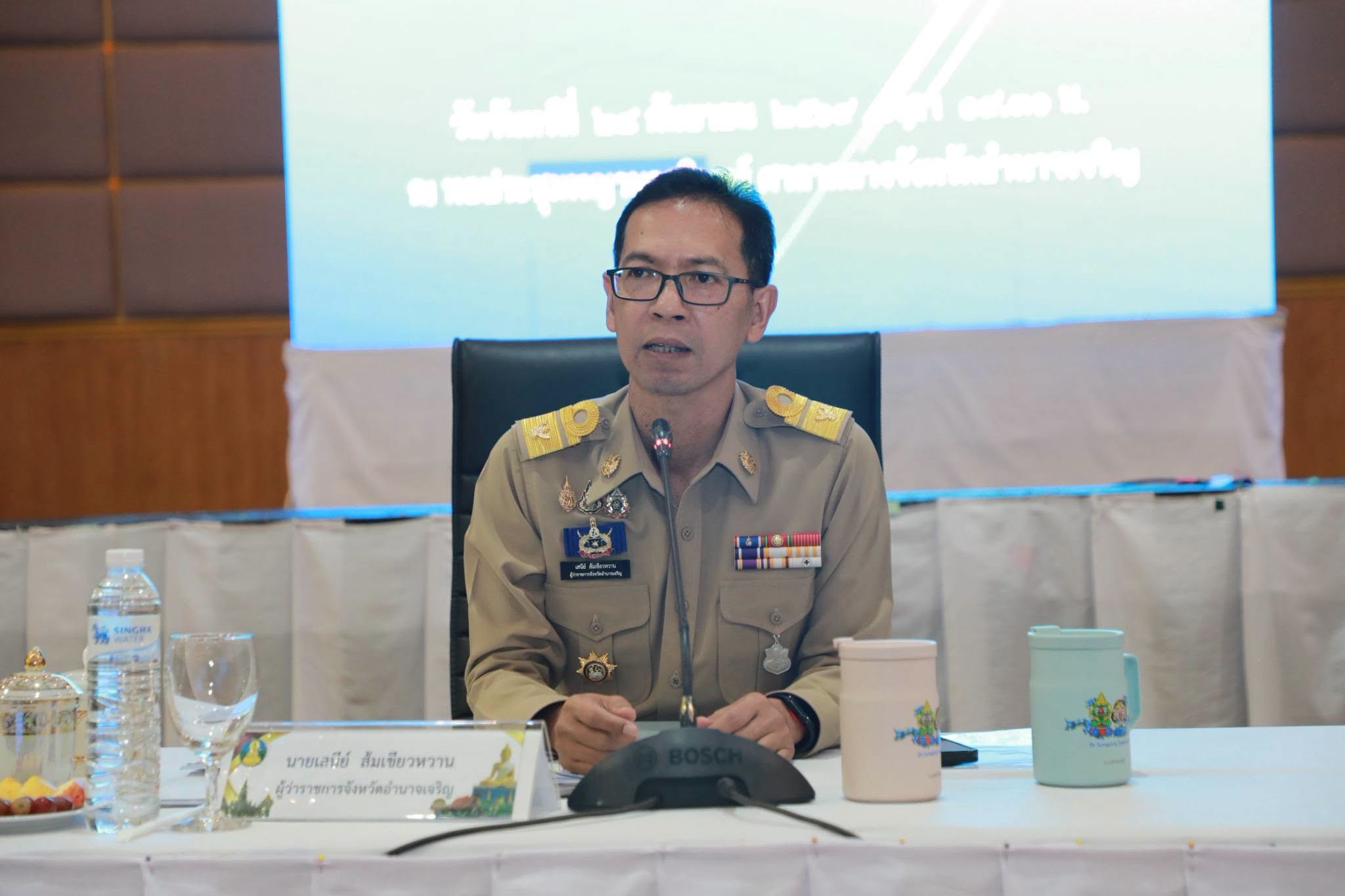 จังหวัดอำนาจเจริญ จัดประชุมคณะกรมการจังหวัด หัวหน้าส่วนราชการ หัวหน้าหน่วยงานรัฐวิสาหกิจ และนายอำเภอ ประจำเดือน กันยายน 2569